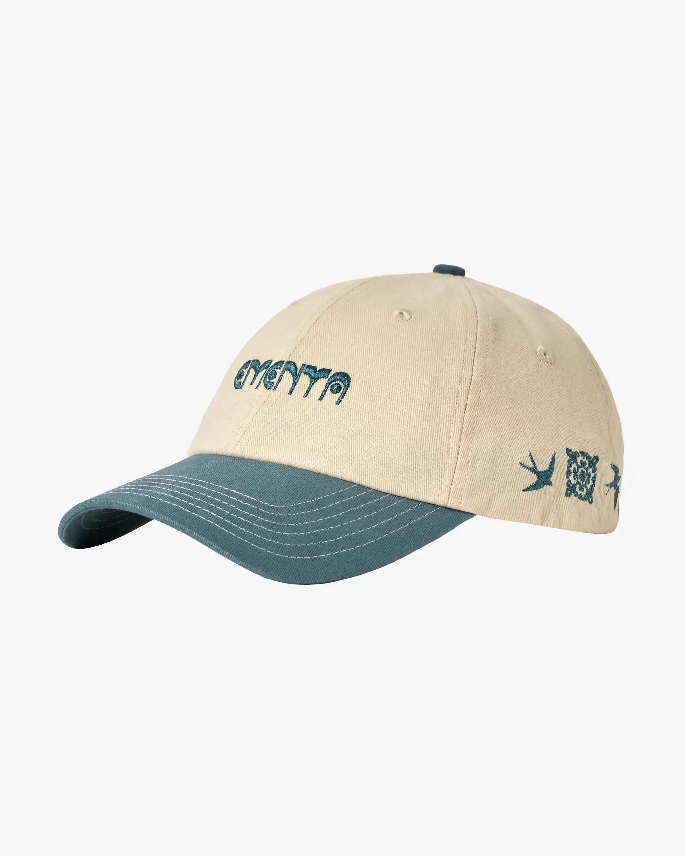 Classic six-panel cap inspired by Lisbon’s cultural heritage
Crafted from durable 100% cotton twill for long-lasting wear
Off-white crown with a light teal curved brim featuring visible white stitching
Embroidered Ementa Dots logo on the front panel
Lisa design on the side, paying tribute to Lisbon’s iconic tiles and swallows
Adjustable back strap for a comfortable and customizable fit
One size fits all