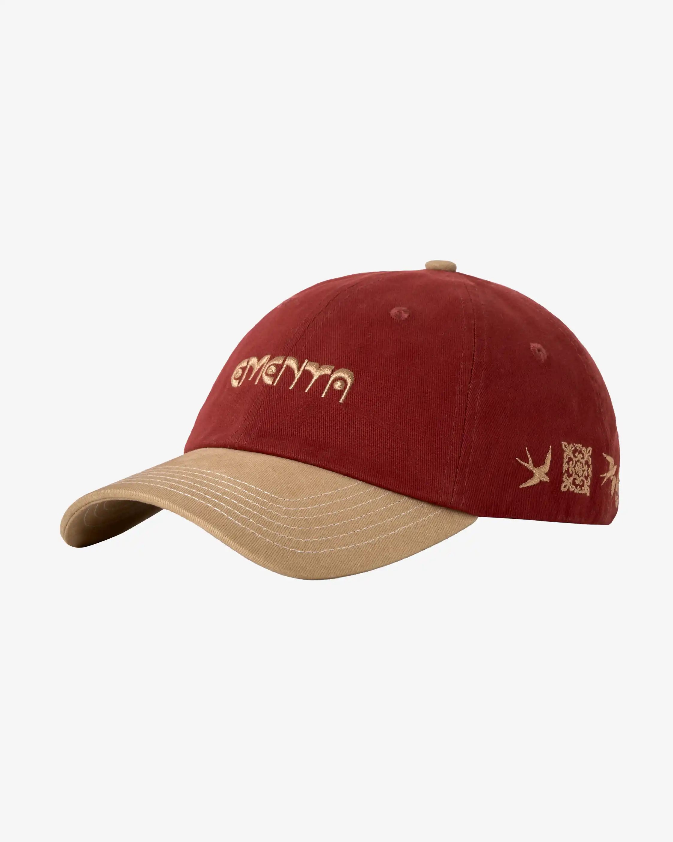 Classic six-panel cap inspired by Lisbon’s cultural heritage
Crafted from durable 100% cotton twill for long-lasting wear
Rust coloured crown with a camel curved brim featuring visible white stitching
Embroidered Ementa Dots logo on the front panel
Lisa design on the side, paying tribute to Lisbon’s iconic tiles and swallows
Adjustable back strap for a comfortable and customizable fit
One size fits all
