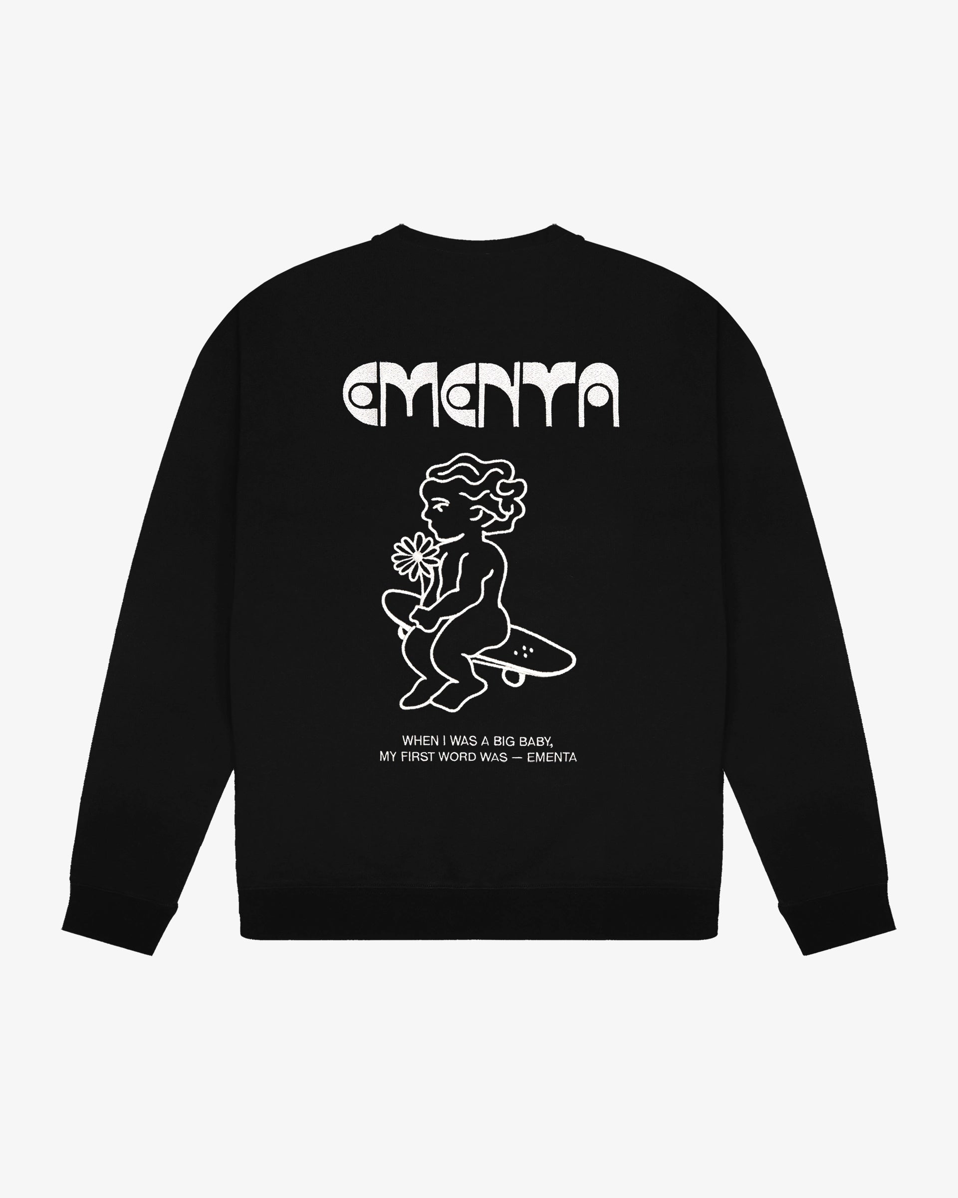 Heavy 100% cotton fabric
Fleece interior for added comfort
Designed for durability and long-lasting wear
First Word design embroidery on the back: "When I was a big baby, my first word was - EMENTA"
Natural texture and weight
Comfortable fit for everyday wear
Limited Edition
Made in Portugal