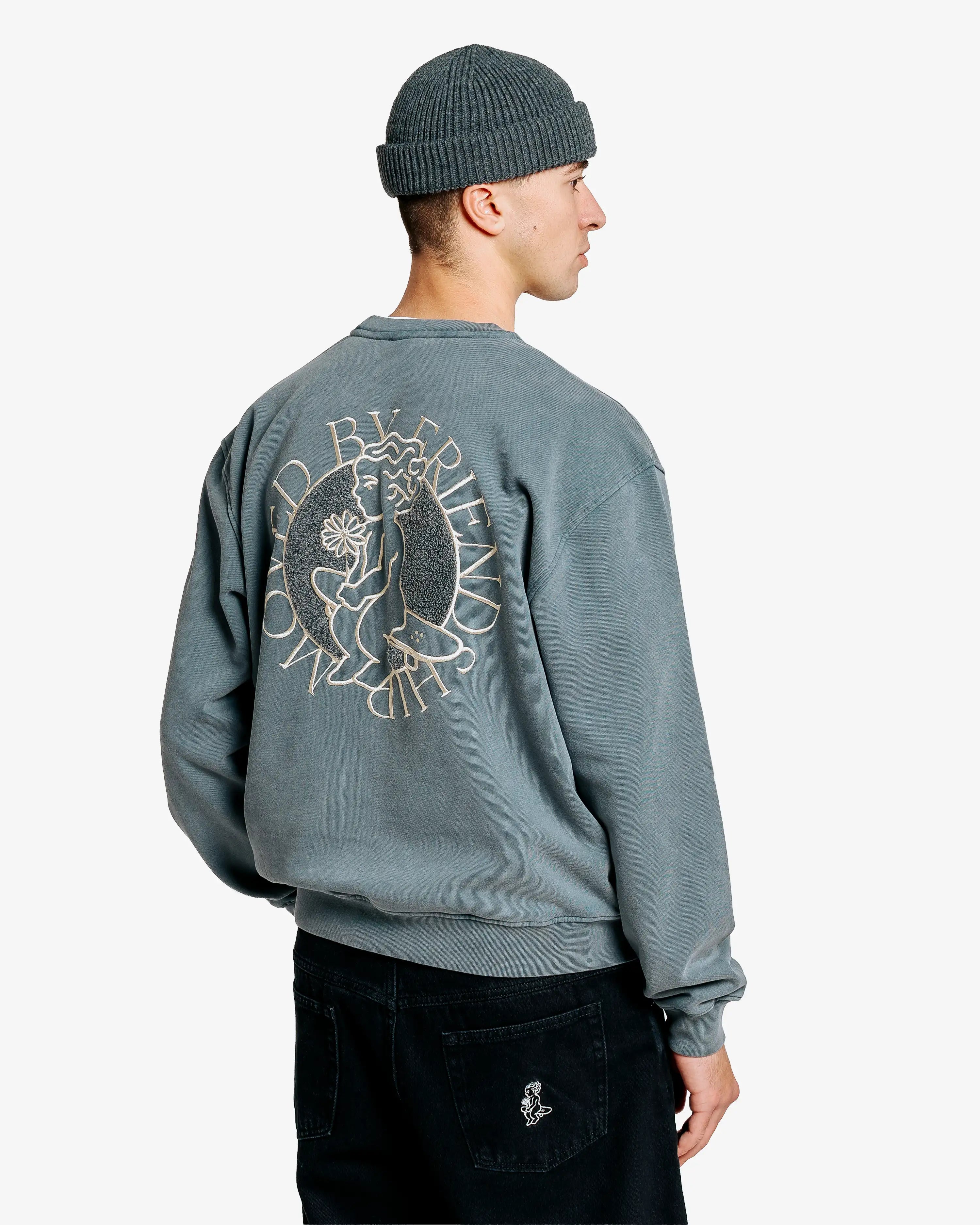 100% cotton fleece with a washed surface creating a faded, textured appearance
Baggy fit with extra width through body and sleeves
Embroidered Ikon flower motif on the chest
Larger embroidered Ikon flower with “Moved by Friendship” text on the back
Pre-washed and pre-shrunk to reduce post-wash size change
Made in Portugal from soft, breathable cotton
Machine wash cold
Tumble dry low or air dry
