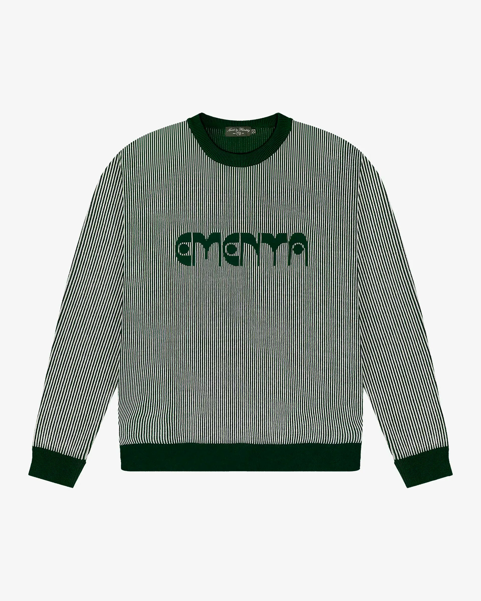 Reversible double-knit crewneck with inverted graphics on each side
Straight fit with relaxed volume through the body
Double-knit yarn fabric with a fine vertical stripe structure
Graphic print on back with “Lisa” design referencing Lisbon's swallows
Made in Portugal from breathable cotton yarn
Hand wash cold and lay flat to dry
