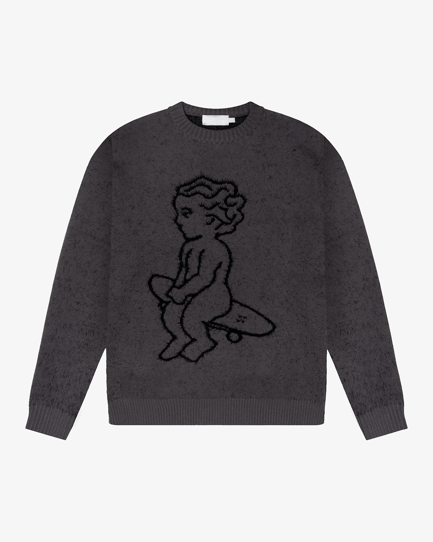 Knit crewneck
Regular fit
Fluffy knit fabric
Ikon graphic knitted on front
Grey and black color
Made in Portugal
Unisex