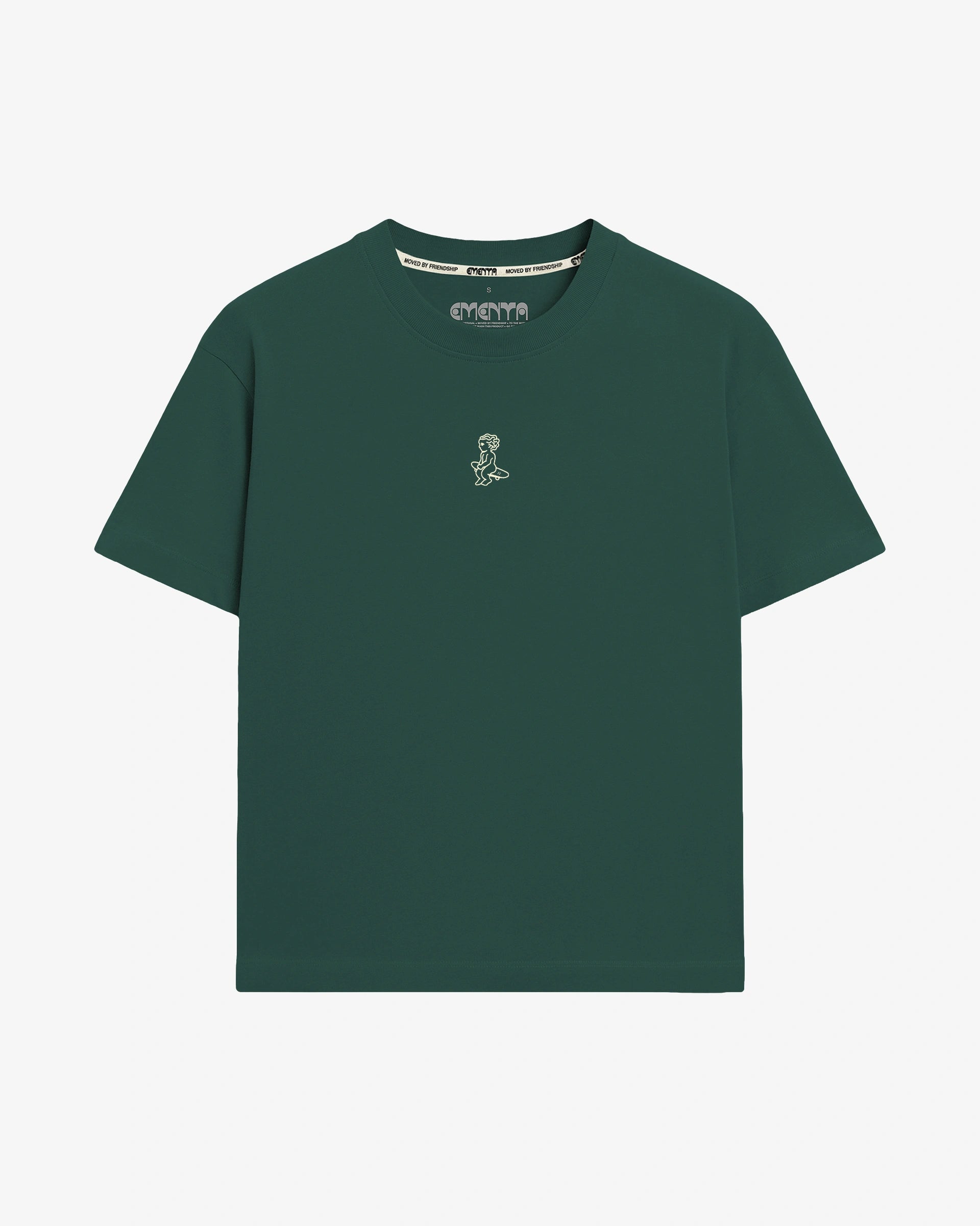 Mid-weight 100% cotton t-shirt (240 gsm)

Small front logo and bold back Ikon Stamp graphic
Ribbed crewneck for structure and comfort
Soft hand-feel with durable construction

Evergreen color with light butter yellow colored details
Built for everyday wear

Unisex fit&nbsp;
Made in Portugal