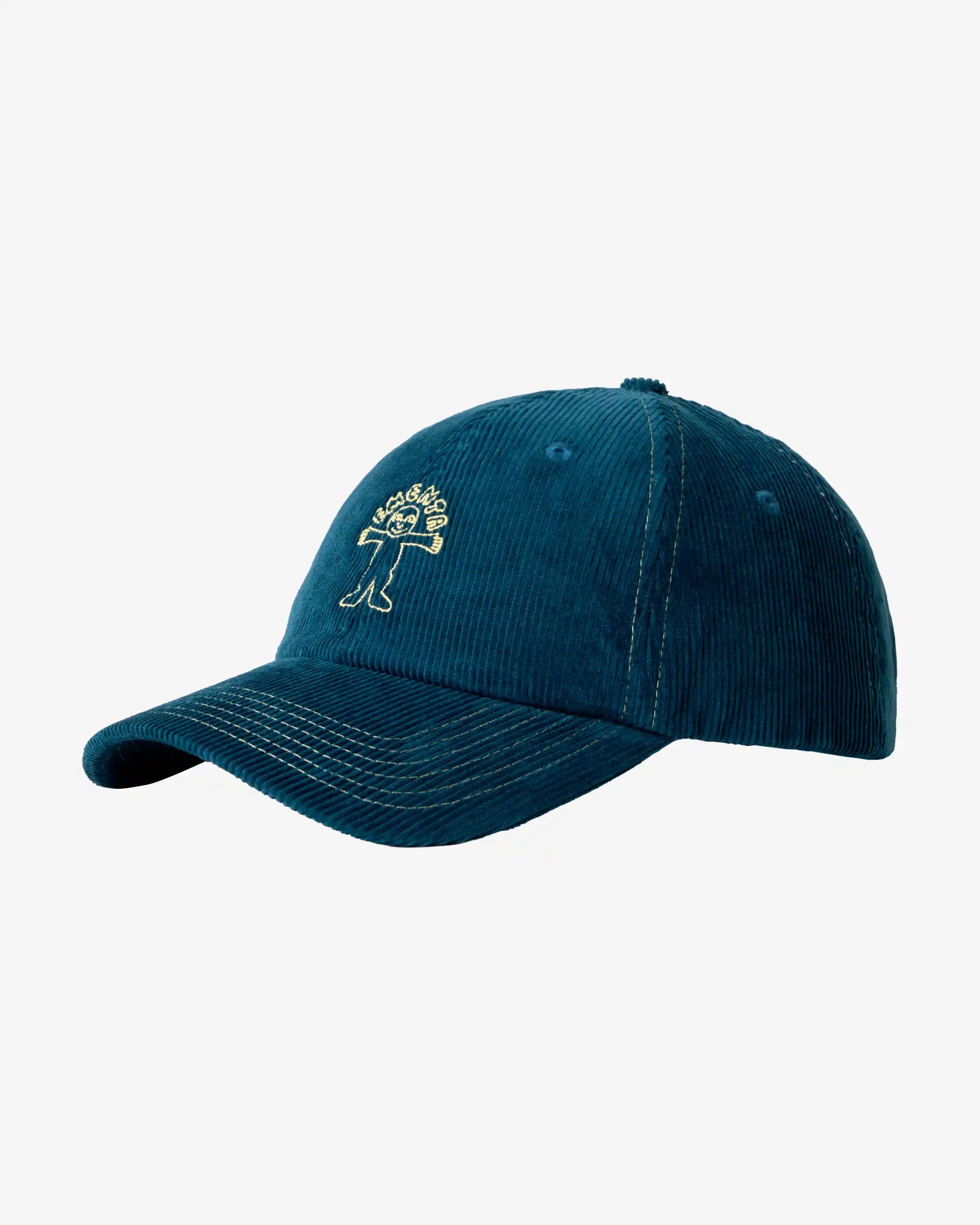 Petrol corduroy with butter colour stitching running through the seams for a stylish contrast
Liberation design embroidered in butter yellow on the front, creating a striking visual
Classic six-panel build with a curved brim for a relaxed fit
Adjustable back strap for a customizable fit
Made from 100% cotton corduroy for a soft, durable feel