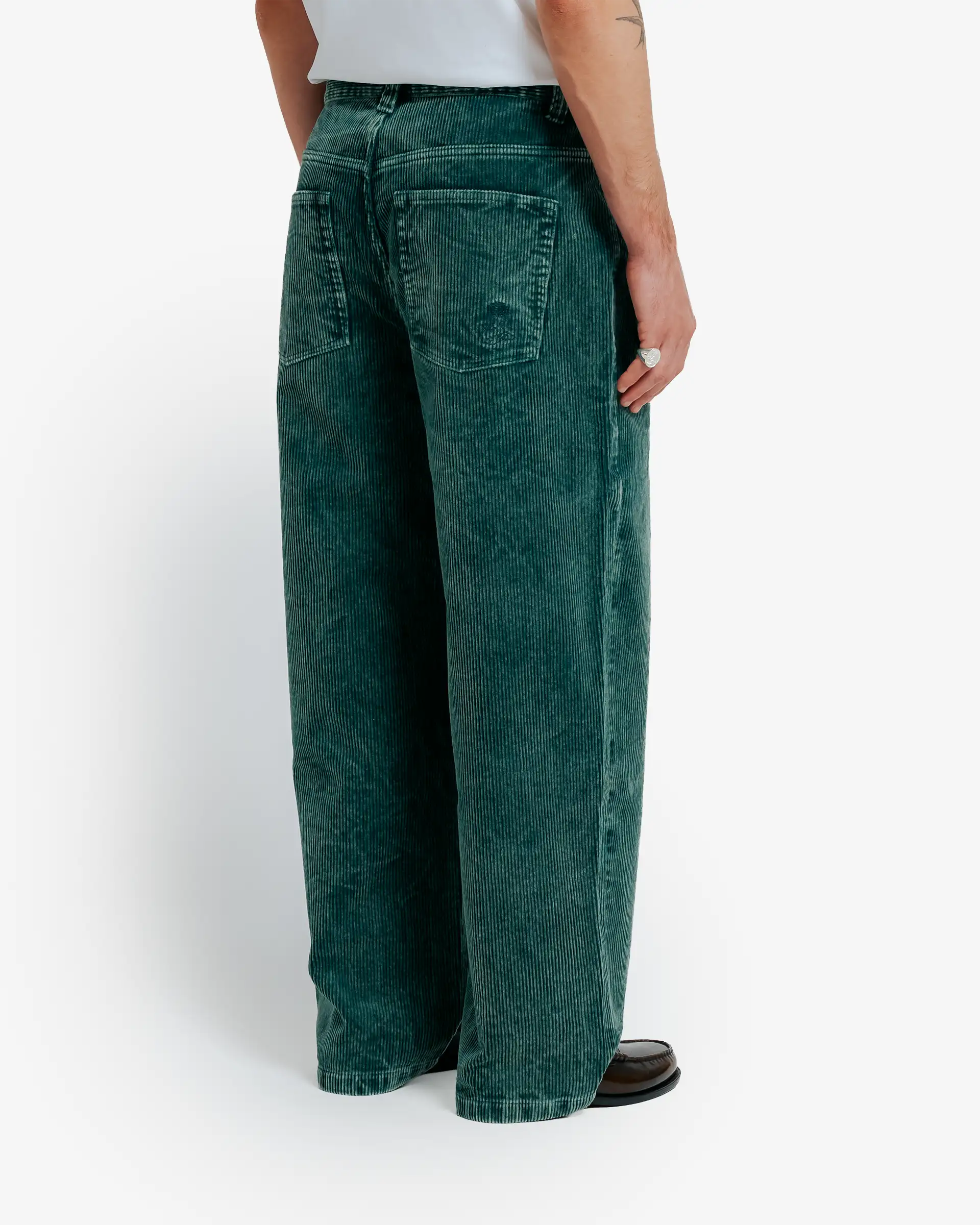 Bonga is our baggy fit. It is very loose from waist to ankle, designed for comfort and a bold, laid-back look.

Bold oversized look designed for maximum freedom of movement
100% cotton construction for lasting durability and comfort
Unisex fit engineered to suit all genders
Corduroy material with green washed colorway and an authentic wash treatment
Relaxed profile perfect for contemporary streetwear styling

Roomy cut allows for unrestricted movement throughout the day
Heavyweight fabric provides structure