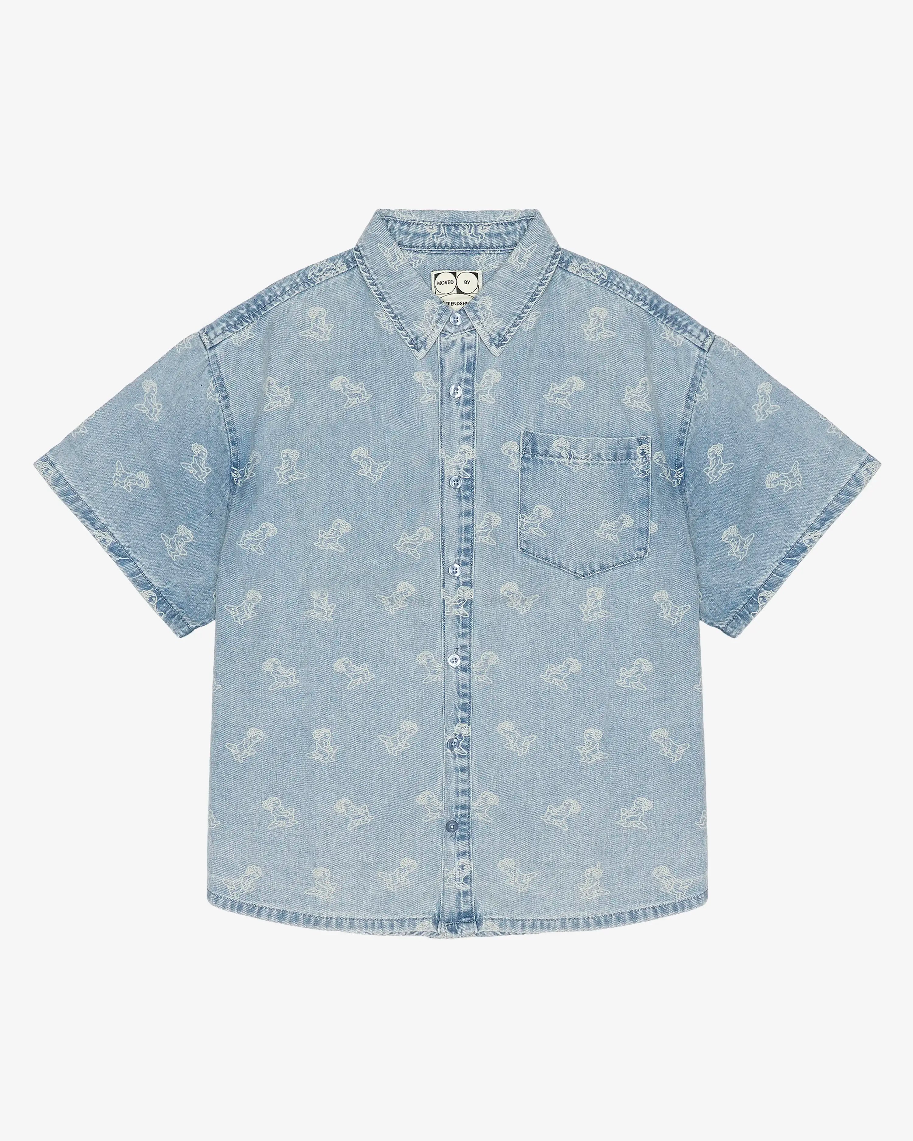 Light blue denim with all-over Ikon logo
Pair with the matching Emodi Kit Shorts for a complete look
Made from 100% cotton for a soft, breathable feel
Short-sleeved construction with a single chest pocket
Button front closure with tonal stitching
Slightly dropped shoulders for a relaxed silhouette
Unisex design&nbsp;
Cold wash only