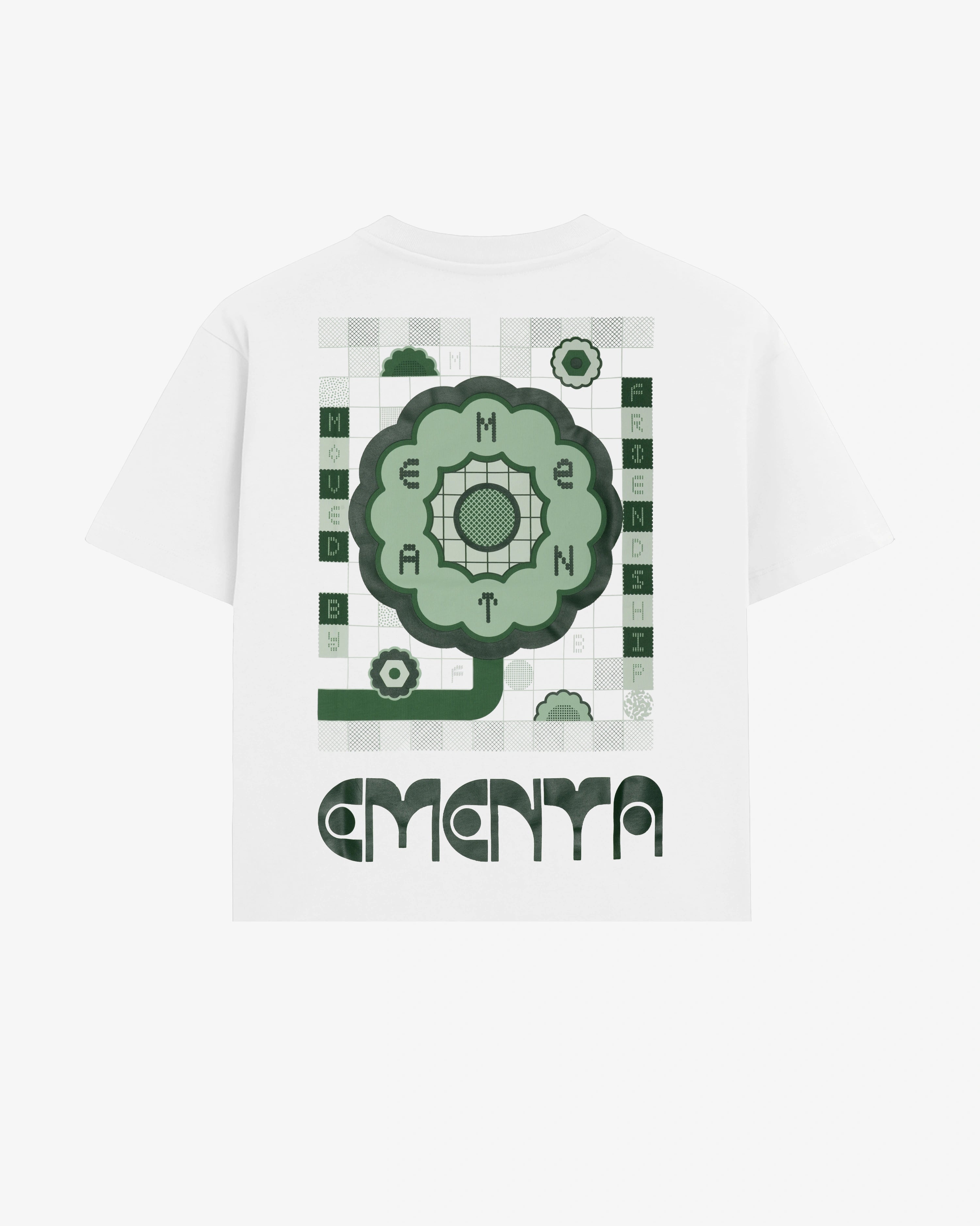 100% Cotton (220gsm)
Heavyweight cotton fabric with soft hand-feel
Boxy, relaxed fit with dropped shoulders
Ribbed crewneck collar
Screen-printed graphic on front and back

"EMENTA© Moved By Friendship" motto on the back with the Garden Flower design
Double-stitched hems for durability
Made in Portugal