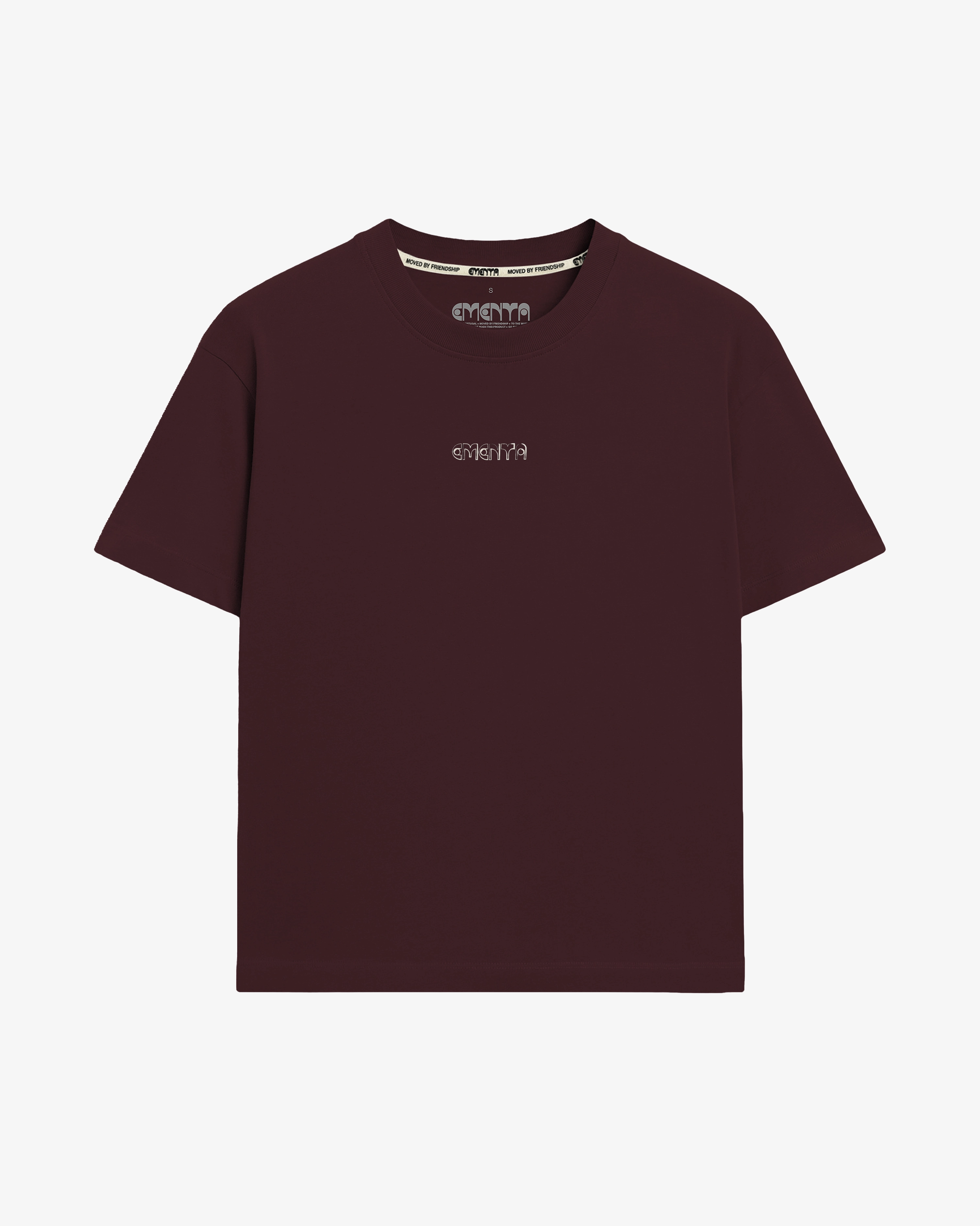 100% cotton, 240 g/m²
Bordeaux color
Soft yet structured heavyweight feel
Artwork is digitally designed in-house by our artists to ensure unique detail and precision

EMENTA dots logo on the front
Pre-shrunk to maintain size and shape after washing
Reinforced collar and double-stitched hems for lasting wear

Machine wash at 30°C, tumble dry low, iron inside out
Unisex fit
Made in Portugal