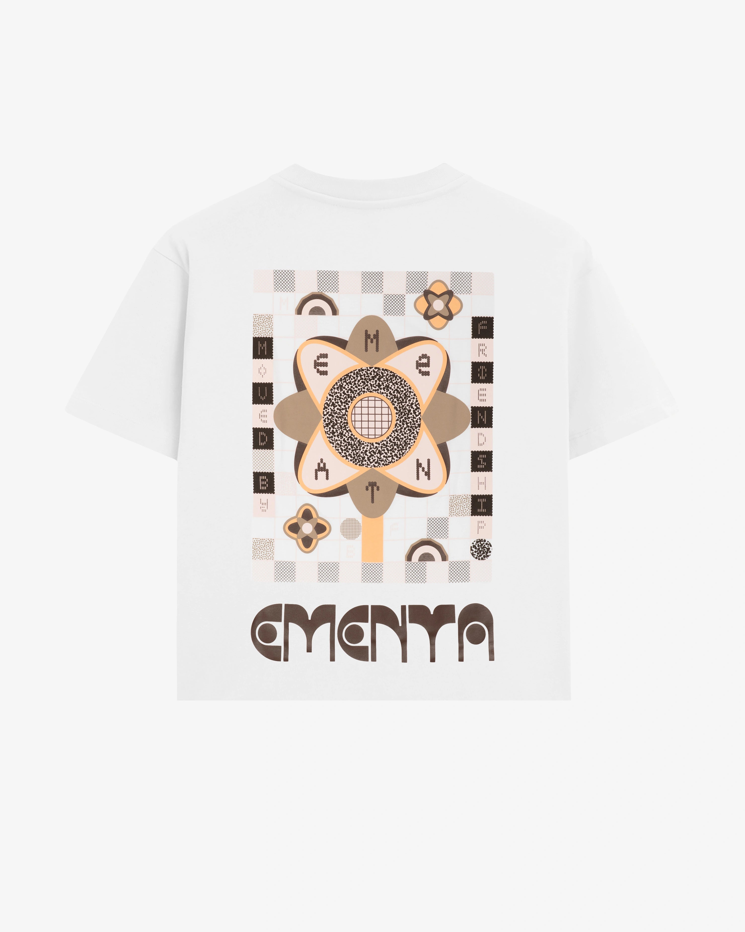 100% Cotton (220gsm)
Heavyweight cotton fabric with soft hand-feel
Boxy, relaxed fit with dropped shoulders
Ribbed crewneck collar
Screen-printed graphic on front and back "EMENTA© Moved By Friendship" motto on the back with the Lotus design
Double-stitched hems for durability
Made in Portugal